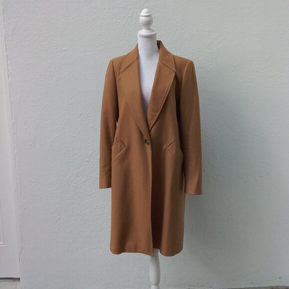 Zara Coat Women's Med Camel Tan Preppy New York Chic Style Classic Chicago Fall - Picture 9 of 9